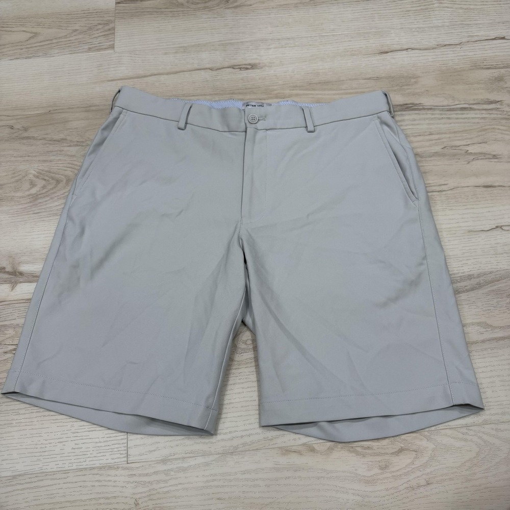 Peter Millar Shorts Mens 34 Gray Salem Classic Fit Performance Golf Stretch